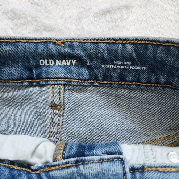 OLD NAVY High Waist Light Washed Semi Distressed High Low Jean Skirt Size 4 - Picture 3 of 5